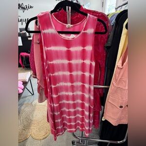 Pink and White Tie-Dye Sleeveless Dress